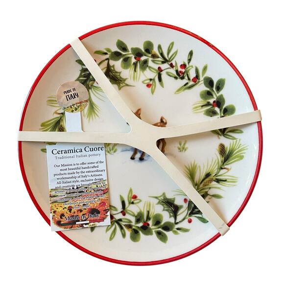 Ceramica Cuore Christmas Ceramic Appetizer Plates 8in Made in Italy Set of 4 New - Picture 4 of 15